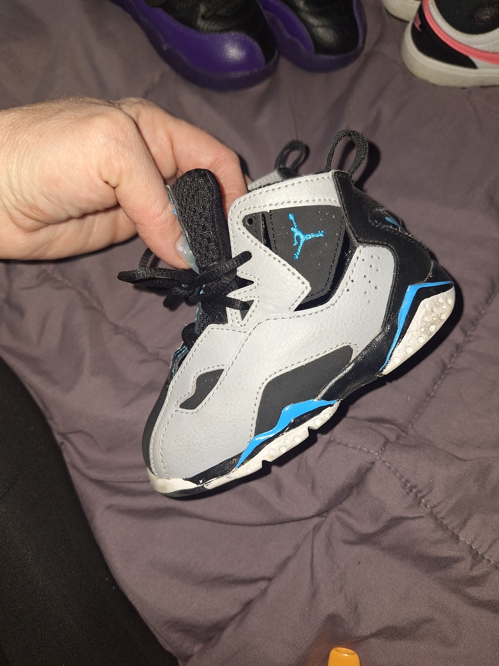 Jordan Kids Sneakers Grey Black Blue 7c